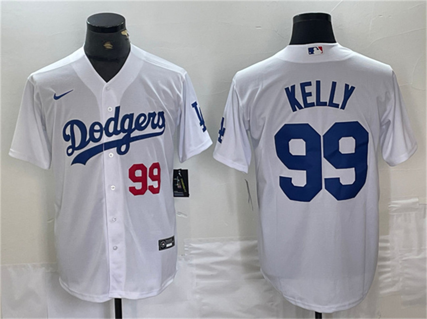 Men's White Los Angeles Dodgers #99 Joe Kelly Cool Base Stitched Baseball Jersey